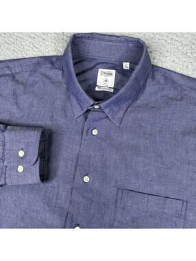 Gitman Bros Chambray Shirt Mens XL 17.5 35/36 Blue Button Up USA Trim Fit